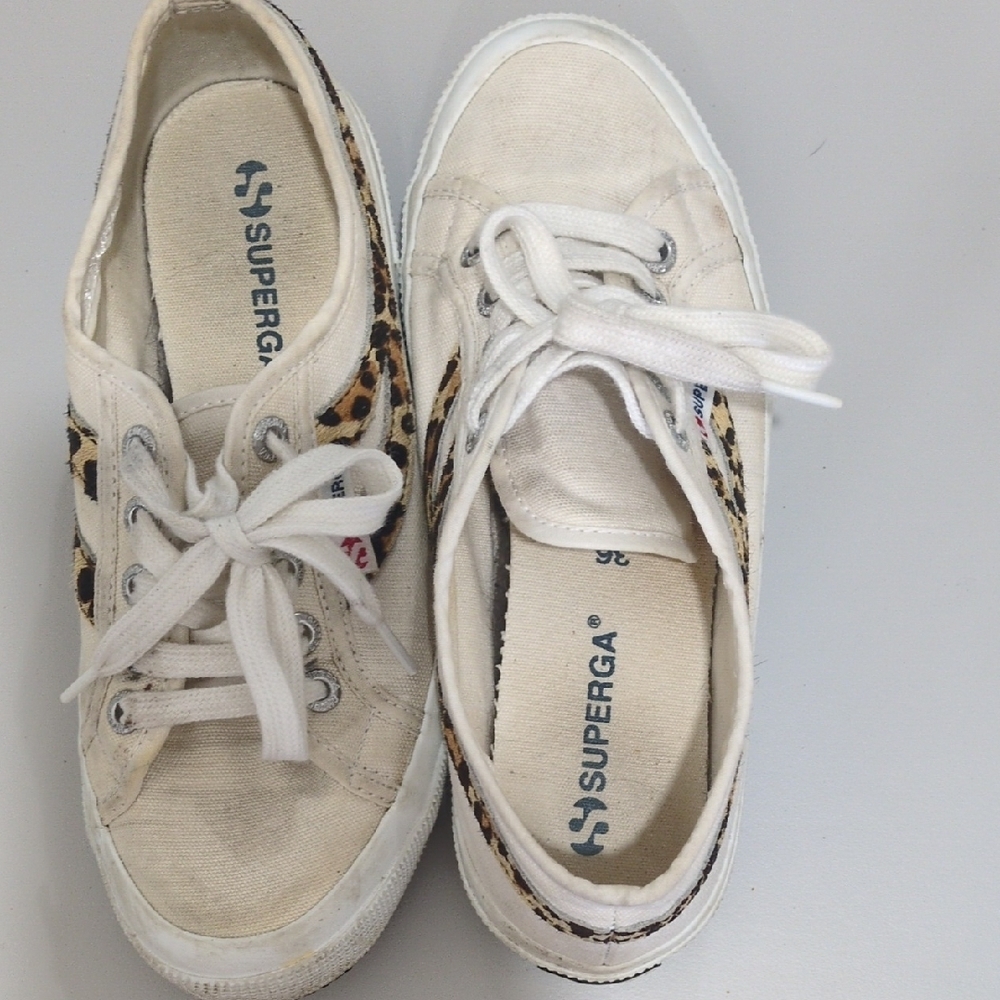 Superga Women's Sneakers - White and Tan Leopard - Picture 9 of 9